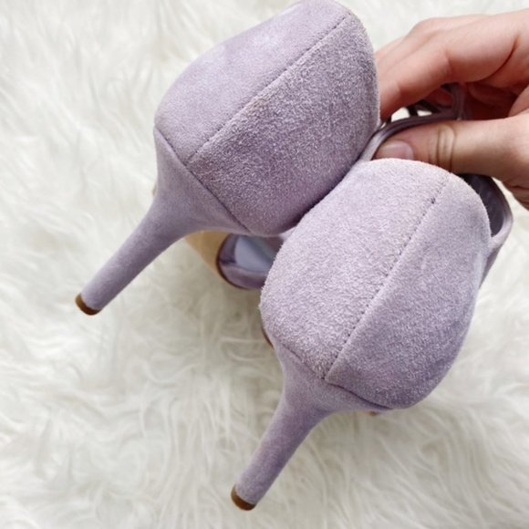 Dee Keller Lavender Suede Tie Heels 37.5 - Picture 8 of 12